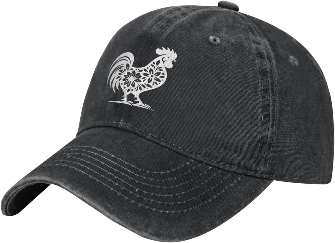 Women's Floral Chicken Baseball Cap for Men Women, Adjustable Vintage Distressed Washed Dad Hat