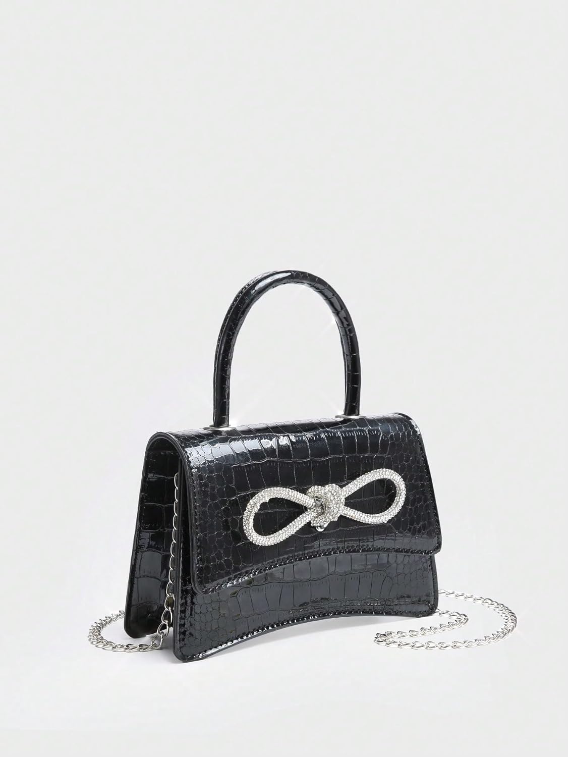 QWINEE Womens Bow Evening Bag Sparkly Clutch Purse Wedding Party Purses Glitter Rhinestone Cocktail Prom Handbags - Image 2