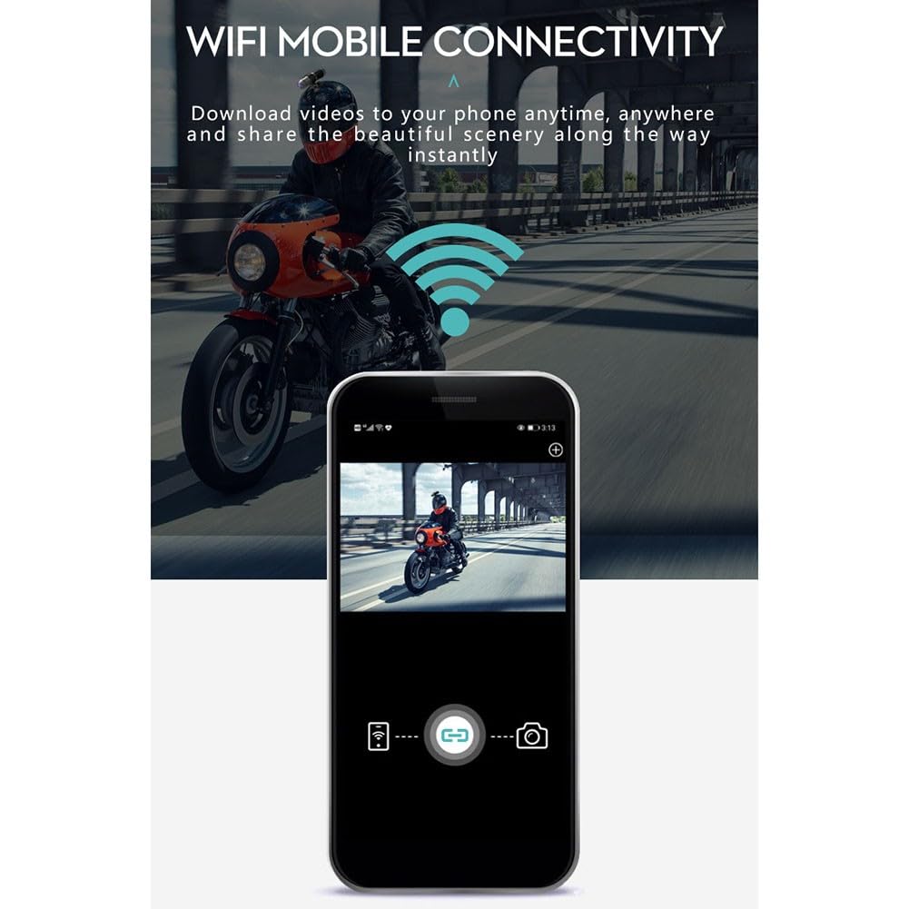 Cámara de doble acción 2K con WiFi, grabación frontal y trasera antivibración para casco de motocicleta, cámara deportiva impermeable para ciclismo, senderismo, gris