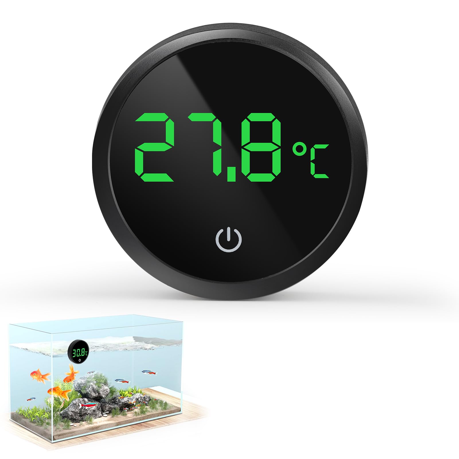 UIHRLM Fish Tank Thermometer, Stick Touch Digital Aquariums with LED Display