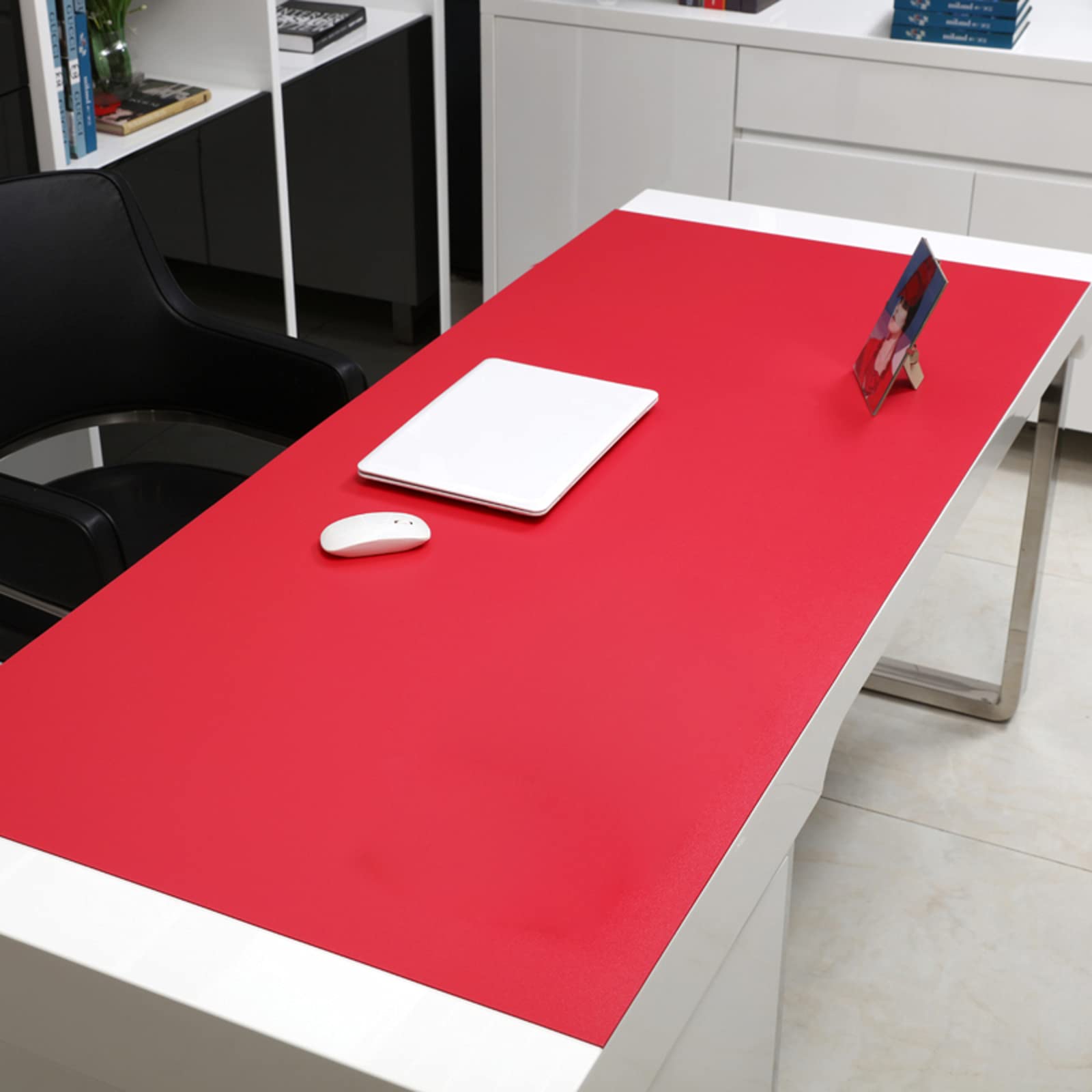 Multifunzionale Antiscivolo Tappetino Mouse Ergonomico Gioco Sottomano Da Ufficio Per Tastiera E Mouse,Grande PU Cuoio Sottomano Da Ufficio,Espanso Tappetino Mouse-Rosso. 100x60cm(39x24inch)