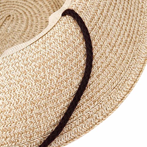 Image of Straw Cowgirl Hat for Women Cowboy Hats for Men Wide Brim Sun Hat Shapeable Western Hat Beach Hat