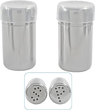 Mini Salt Pepper Shaker Set - 2 Pack Stainless Steel Spice Shakers with P Hole & S Hole for Easy Seasoning for Lunch Box, Camping, and Outdoor Adventures