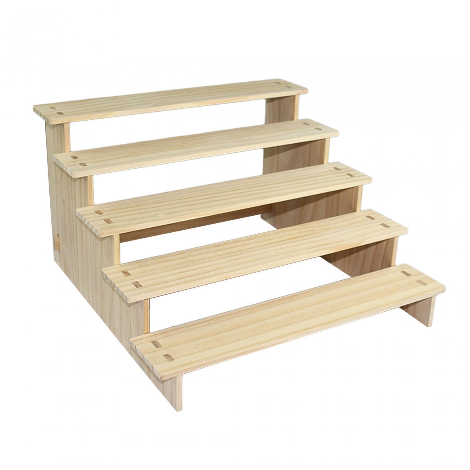 YIXANNX Elegant Wooden Riser Display Shelf Organizer For Showcasing Jewelry Accessories To Space Wooden Riser Display Shelf Organizer Decorative Etc. Jewelry, Brown, 5 Layer 40cm