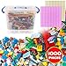 Liberty Imports Bucket of Mini Building Bricks Playset with Base Plates, 16 Color Classic and Pastel Mix Blocks Set in Carrying Case, Tight Fit and Compatible with All Major Brands (1000 Pieces)