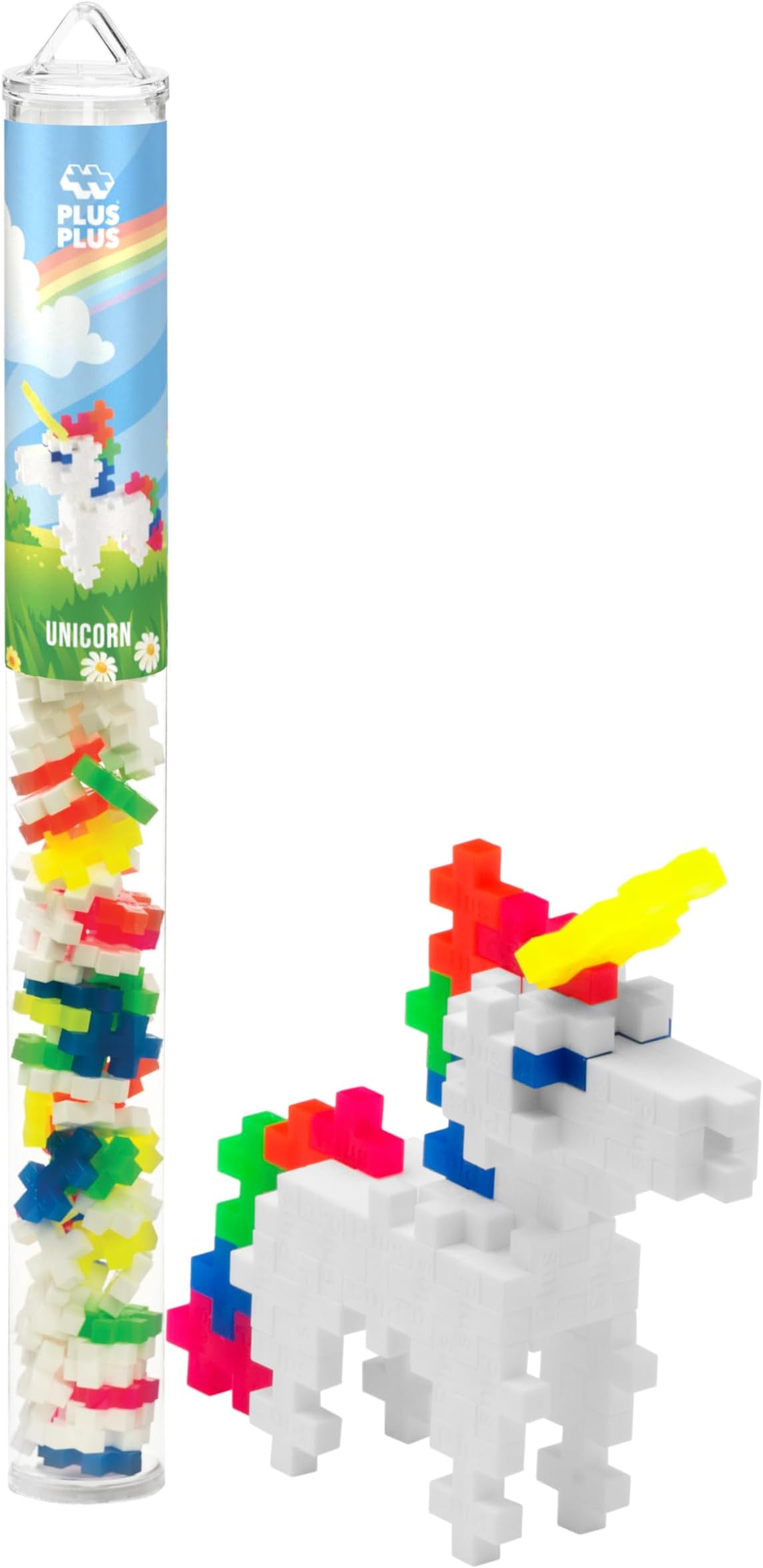 3D Figure Building Block Set, Fun Stem Toys for Kids, 70 Interlocking Pieces - Unicorn Mini Maker Tube