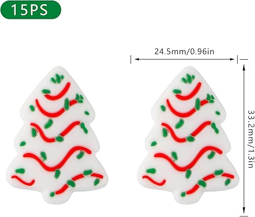 Miniatura 2 de Sunrony 15 cuentas focales de silicona para hacer llaveros, árbol de Navidad, personaje focal, cuentas de silicona para bolígrafos, pulseras,