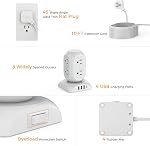 Tower Power Bars with Surge Protector, TESSAN Flat Plug Extension Cord 10 Ft with 8 AC Multiple Outlets and 4 USB Ports (1 USB C), 1050J Power Strip Desk Charging Station for Home Office Dorm Room