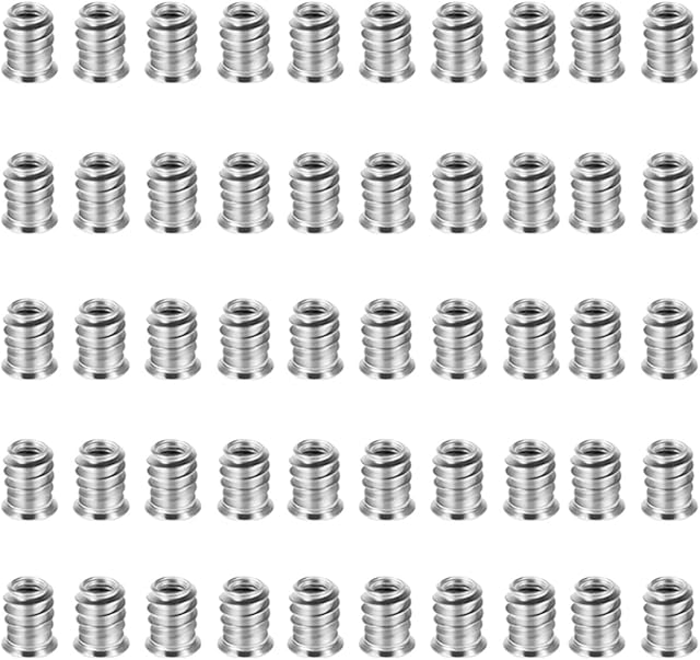 Zimjoy 50Pcs M6 x 15mm Threaded Insert Nuts,Wood Furniture Inserts Nuts Hex Socket Screw, Interface Hex Socket Insert Nuts Fastener for Wood Chairs and Cots Beds Wood Furniture(Silver)