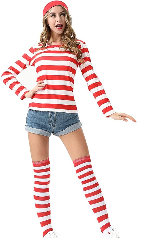 ウォーリー 風 レディース Lサイズ 衣装 Tシャツ コスプレ ハロウィン◎ 人気 ウォーリー風コスプレ Lサイズ ハロウィン 仮装 衣装