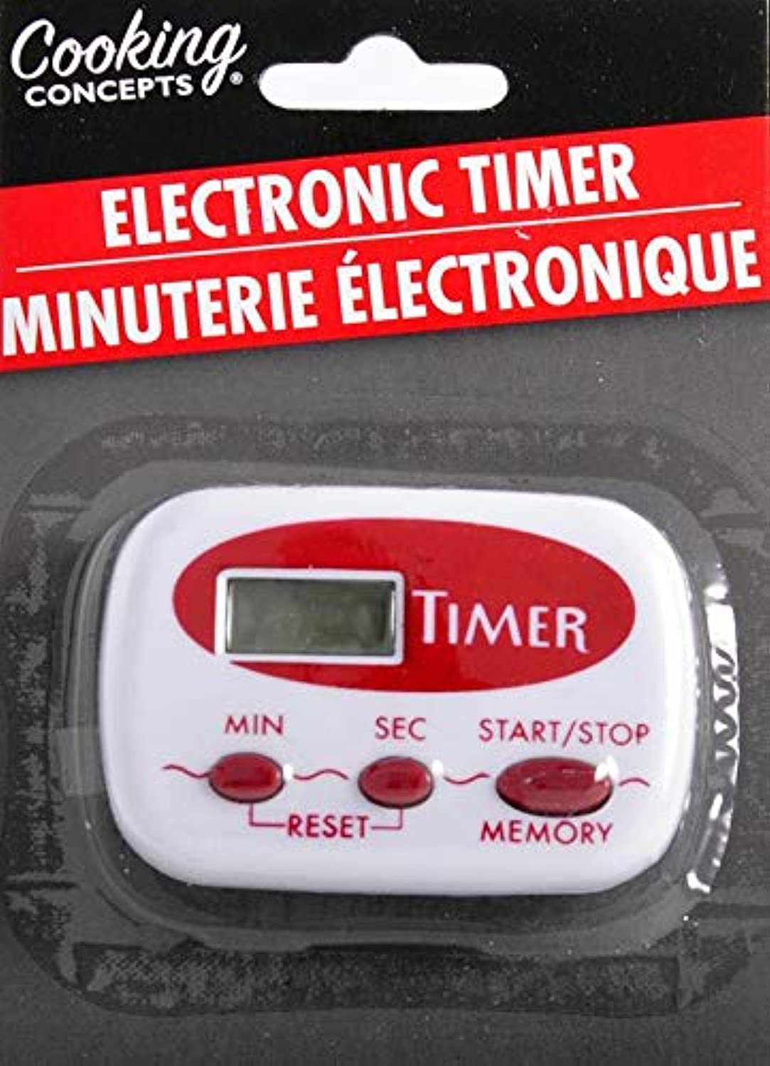 Cooking Concepts Digital Electronic Kitchen Timer -White/Red