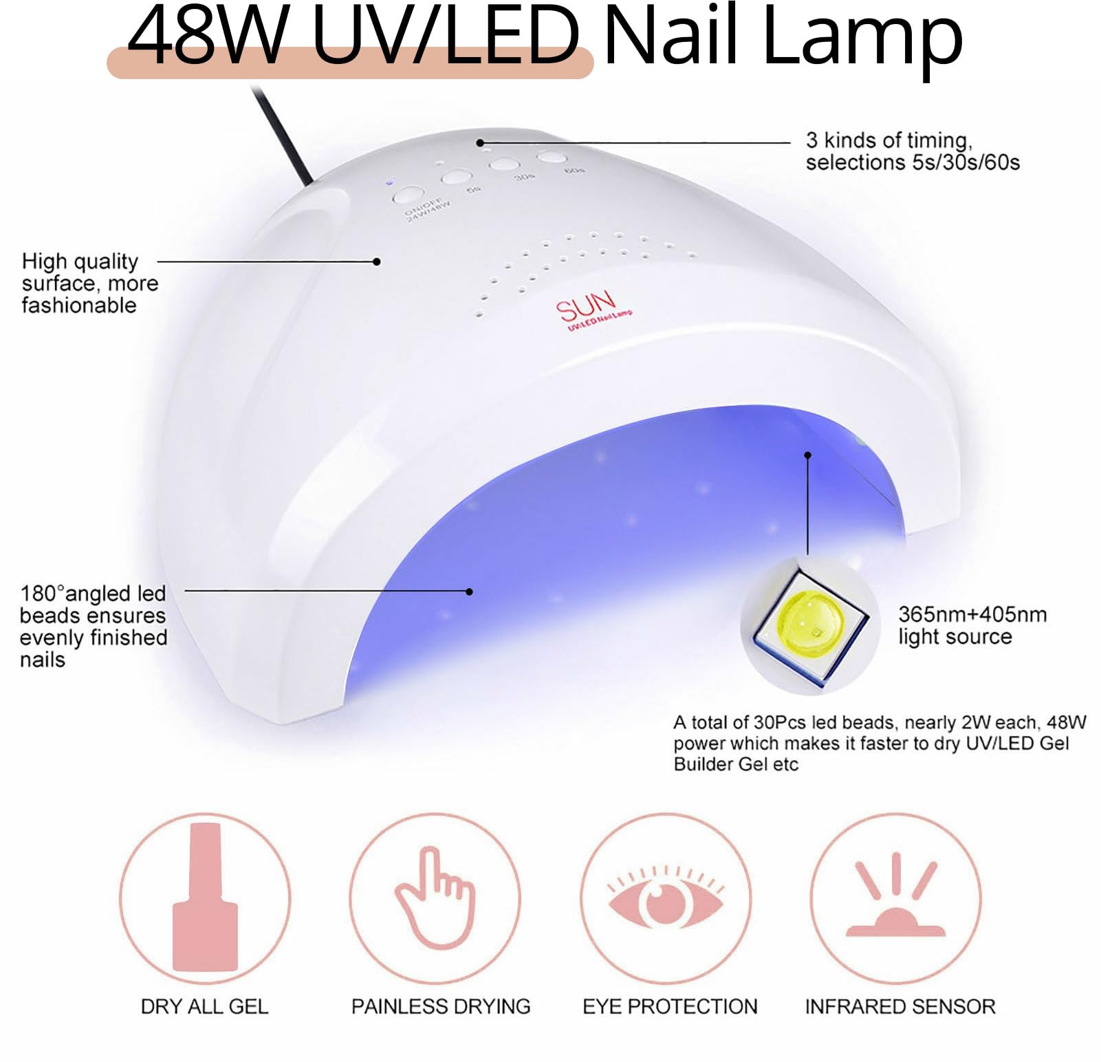 UR SUGAR Kit Vernis Semi Permanent Complet, 39 Couleurs Kit Ongle Gel UV Complet avec 48W Lampe UV/LED, Kit Manucure Semi Permanent avec Base et Top Coat set pour Femmes Débutant Cadeau