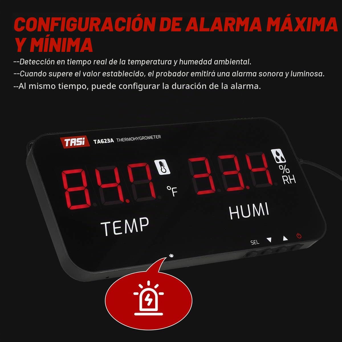 Irfora Temperatura inteligente -20℃-80℃(-4℉-176℉) Medidor de humedad con pantalla digital LED Termómetro digital montado en la pared Higrómetro Industrial Agrícola Hogar Higrómetro