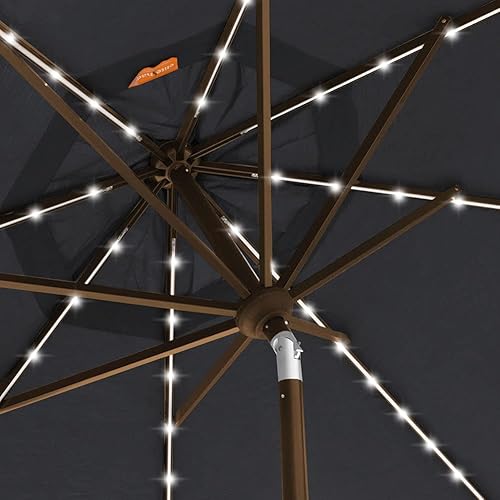 Miniatura 8 de EliteShade USA - Sombrilla solar de 9 pies  2.74 metros, 10 años sin decoloración, con 80 luces LED para patio, mesa al aire libre, con ventilación,