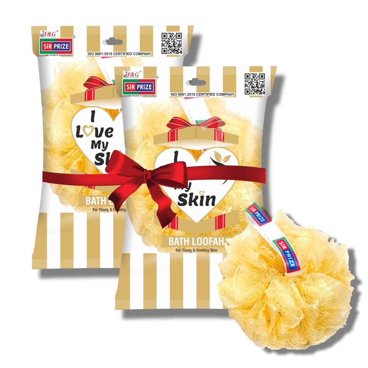 SIR PRIZE - Bath Sponge Round Loofah For Women & Men - Soft & Fluffy With Multiple Layers of Fibrous Matrix For A Fun Shower Time | Scrub off Dead Skin, Soft Mesh, Skin Friendly (Golden) PACK OF 2-image-39