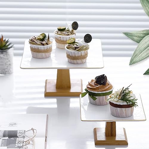Miniatura 5 de Soporte cuadrado para tartas Phnom Penh de cerámica para postres, soporte alto para cupcakes, decoración de bodas, fiestas, platos para servir