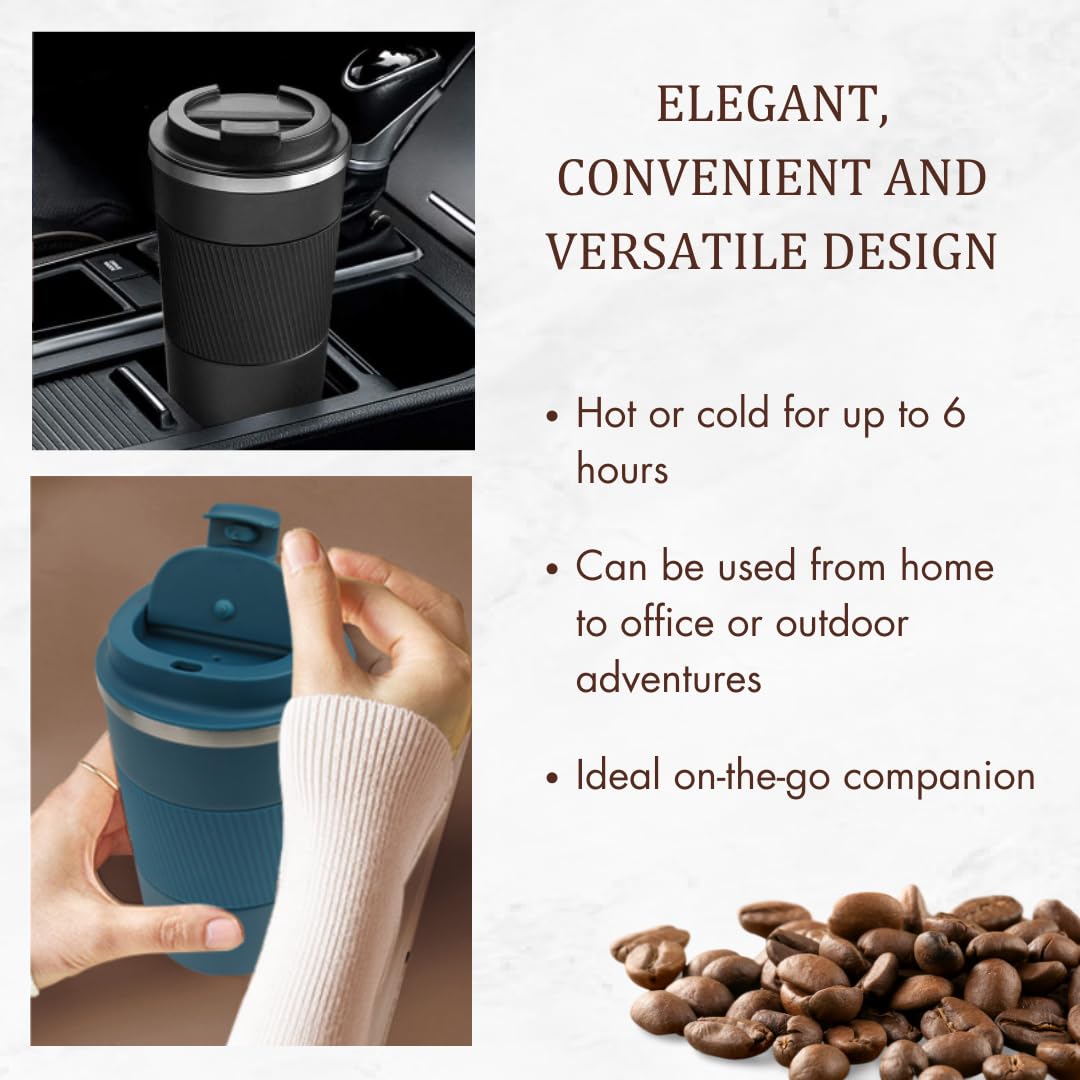 ONEKLIK Travel Mug, Insulated Coffee Cup with Leakproof Lid, Reusable Coffee Cup, 380 ml Green - Image 3