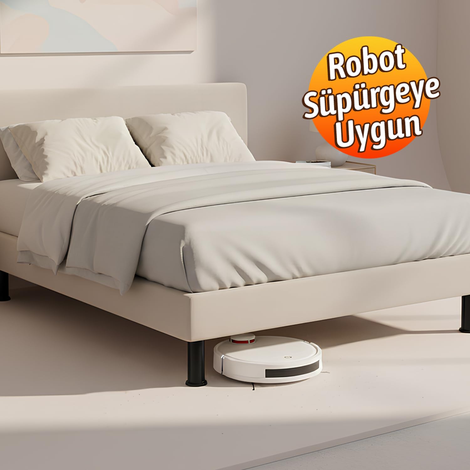 Keson 15 cm Siyah Plastik Mobilya Baza Tv Ünitesi Yükseltme Ayağı Robot Süpürge Uyumlu