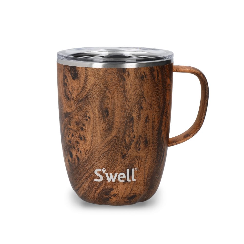 S'well Teakwood Mug With Handle, 350Ml - Wood - Stainless Steel - Travel Mug