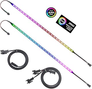ALITOVE Addressable RGB LED Strip for PC, 5V WS2812B Rainbow Digital Light Strip for ASUS Aura SYNC, MSI Mystic Light SYNC, ASRock Polychrome RGB 3 pin 5V ADD Header on Motherboard, 40cm 24 LED, 2pcs - coolthings.us
