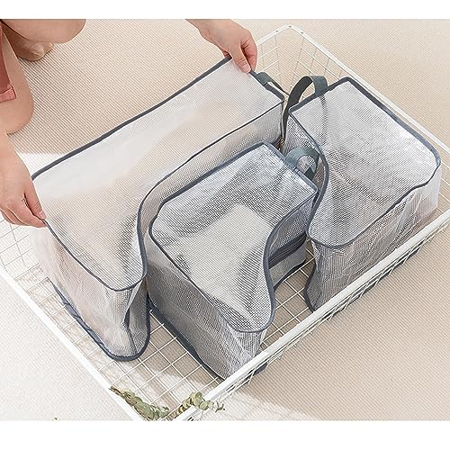 Fazhongfa Travel Bags for Luggage Packing, Clear Stackable Storage Dust Waterproof Shoe Bags in Closet 2 Set Hanging Bags (Clear Gray-Thigh Boot) 5