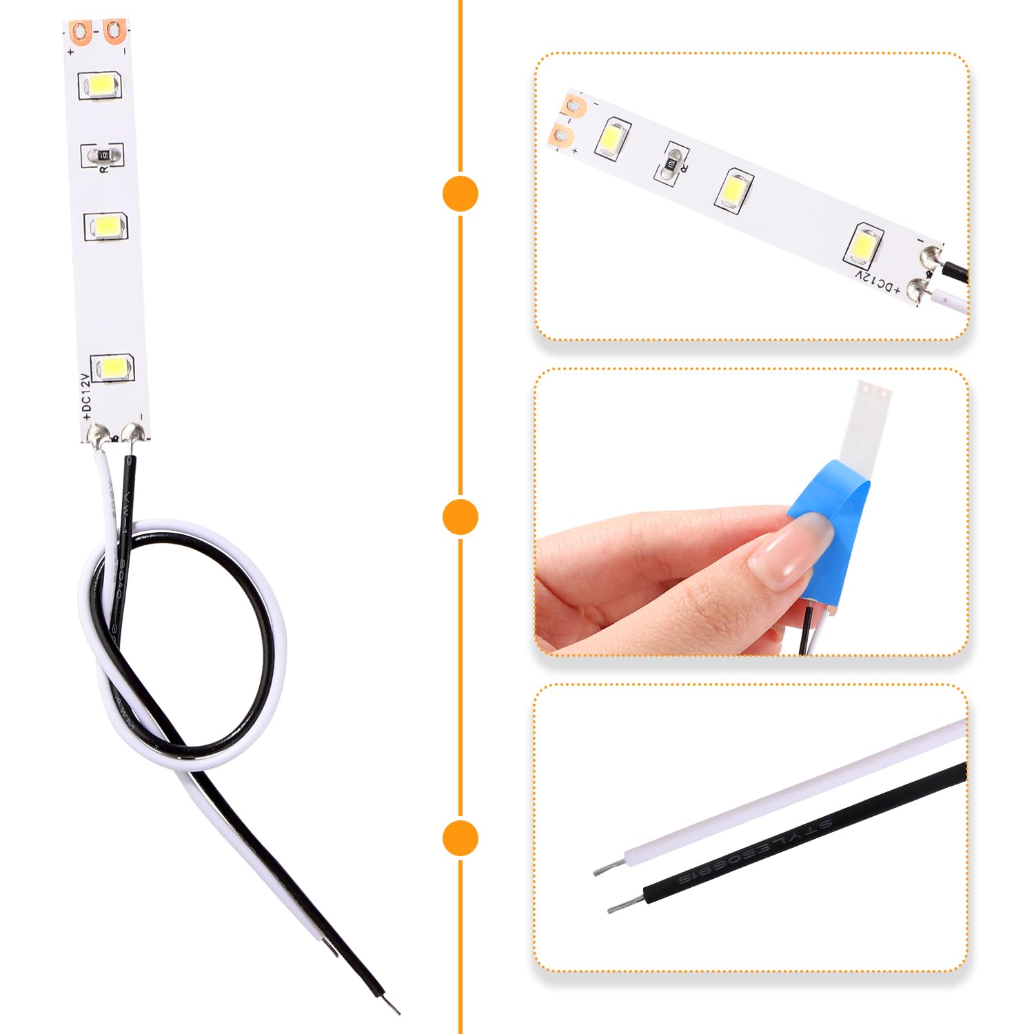 Lyeteung 12 PCS 50mm 12V - 18V Pre Wired Strip, 2835 SMD LED Model Railway LED Lighting, White, 50mm - 10pcs - Image 3