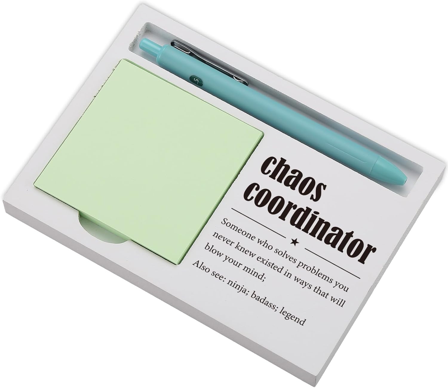 Chaos Coordinator Sticky Note Holder for Desk, Funny Office Gift for Coworker, Assistant, Teacher, Boss, Project Manager, Self-Stick Note Pad Organizer with Humor Quote for Women Men EDP227