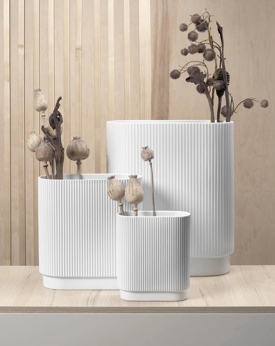 ASA 63014091 wazon art deco porcelana, biały, 26 x 12 x 30 cm
