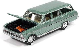 1963 II Nova 400 Wagon Laurel Green Metallic Vintage Muscle Series 1/64 Diecast Model Car by Auto World 64492-AWSP183B