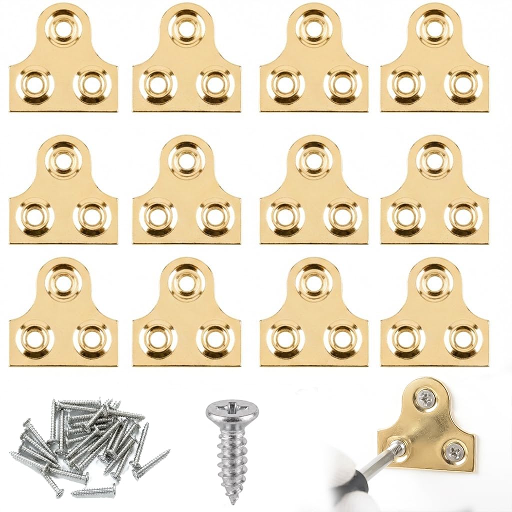 ZhuPu 20 Pcs Picture Hanging Plates with 60 Screws, 32mm Mirror Frame Hanger Brackets for Secure Wall Mounting