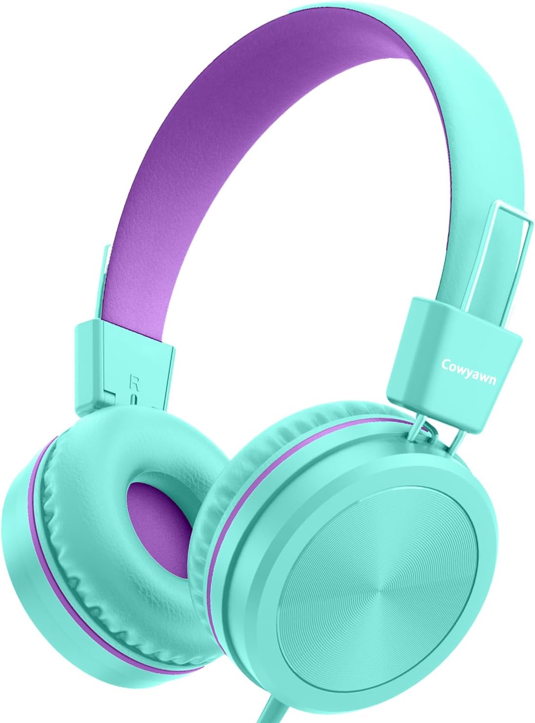 Kids Headphones, Toddler Headphones with Safe Volume Limiter 94dB, Wired School Headphones for Kid, 3.5mm Adjustable On-Ear Headphones for Boys/Girls/Children/Teens/iPad/Computer, Purple Green
