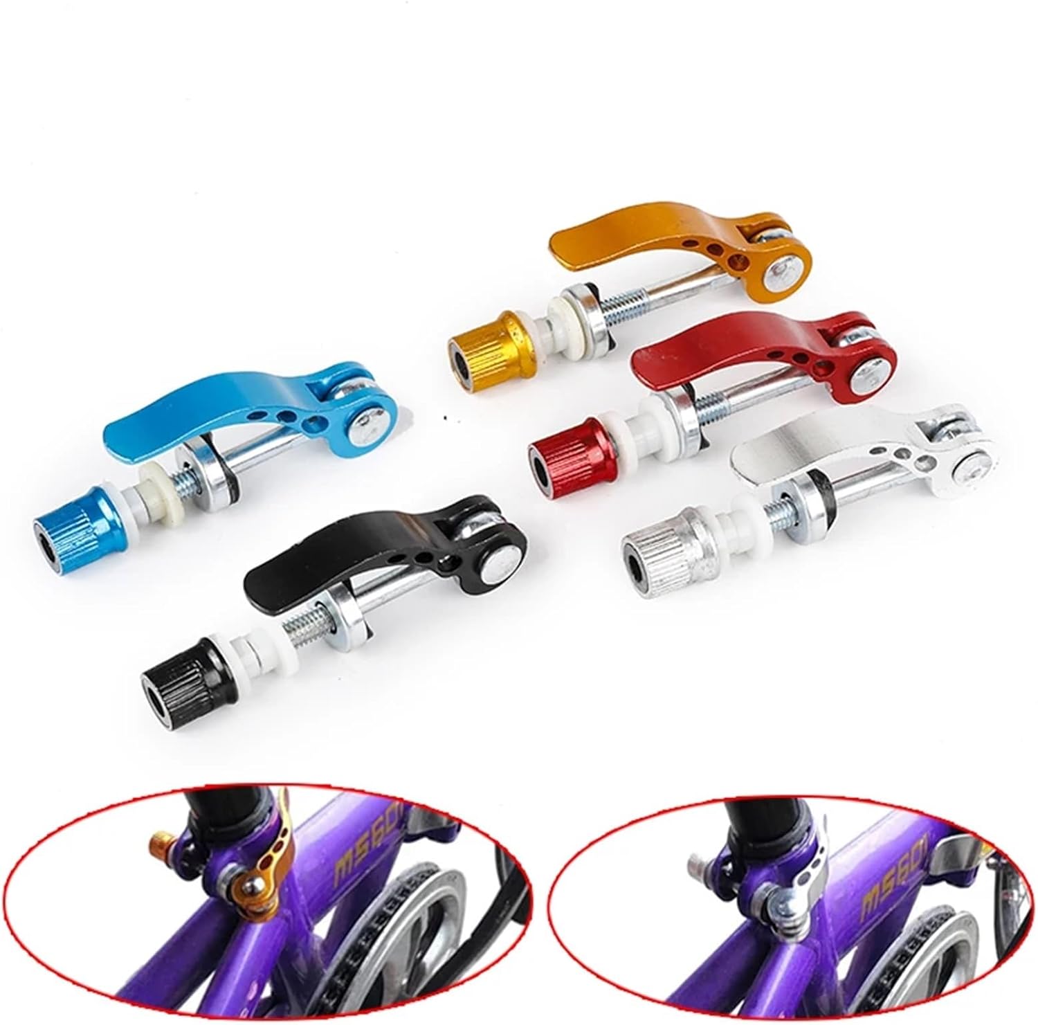 Bike Seat Clamps 10PC Bicycle Aluminum Alloy Quick Release Seatpost Road Bike Seat Tube Accessories For Most Mtb, Road Bikes(Yellow)
