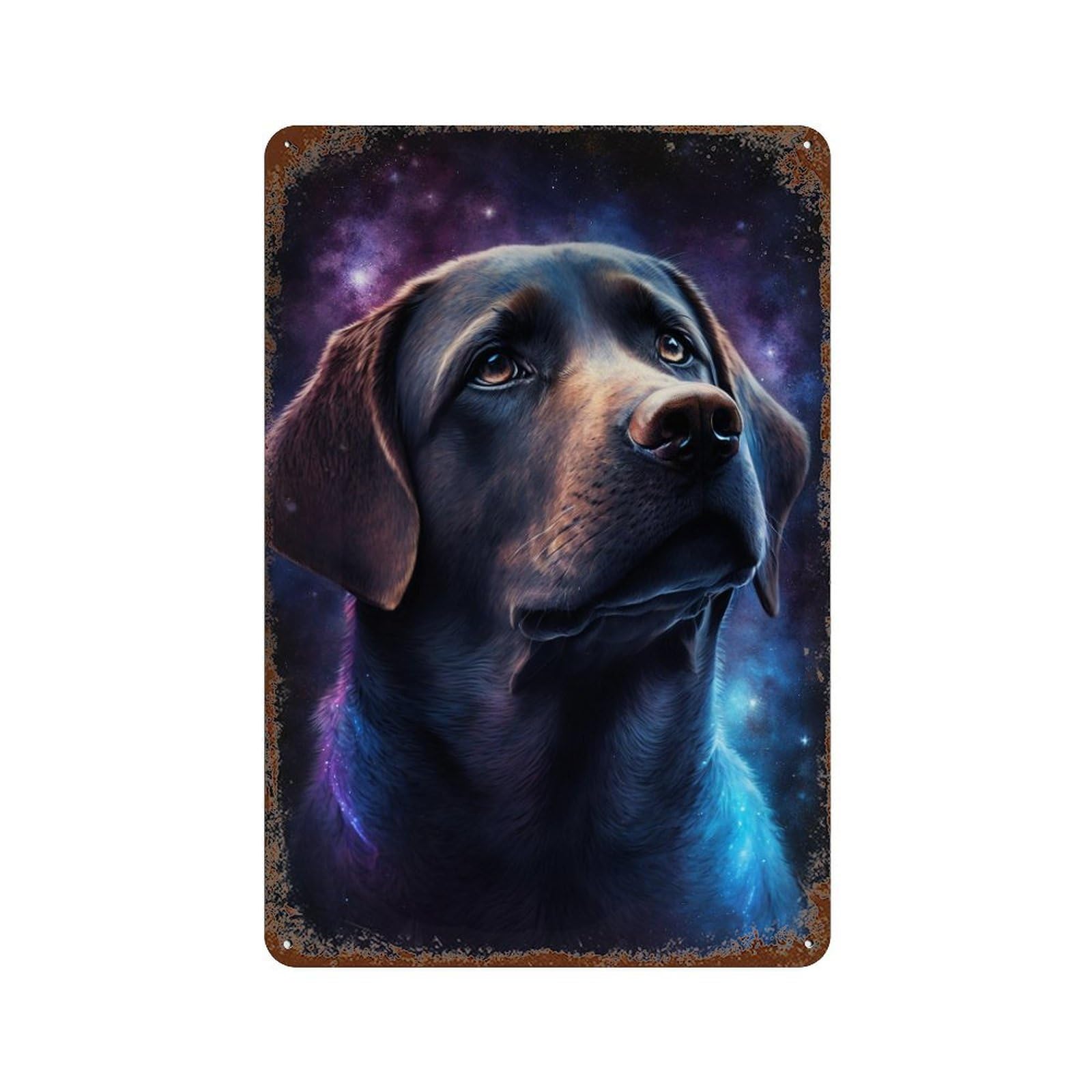 Galactic Labrador Portrait -3 Vintage Metal Tin Sign 11.8"x7.9", Rustic Home Decor for Garage, Bar And Workshop Decor
