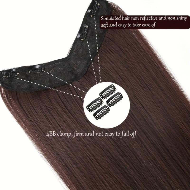 Image of 24 inch Heat Resistant Clip In Synthetic Straight Hair Extensions - Synthetic Hair Extension /Ponytail Long Braided Ponytail With Elastic Hair Ties Synthetic Hair Extensions (Style 8)