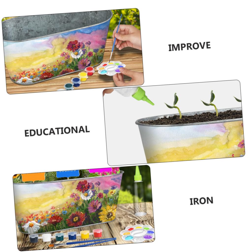 BESPORTBLE Kit de Cultivo de Plantas y Flores para Niños, Jardinería Interior DIY, Maceta de Hierro, Set Artístico Educativo y Seguro para Manualidades y Crecimiento de Hierbas Aromáticas