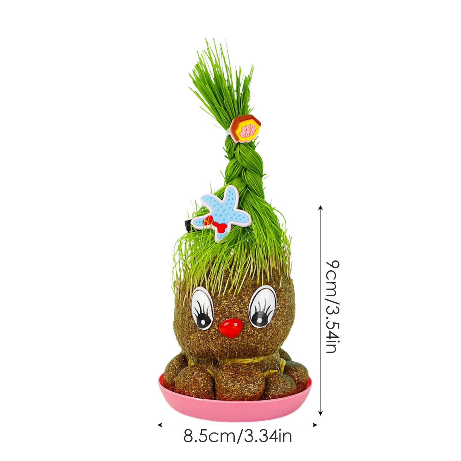 【nanamaru】植物人形2体セット Amazon.co.jp: 鉢植えの頭草人形、草の頭を育てる植物、美しい鉢植えの