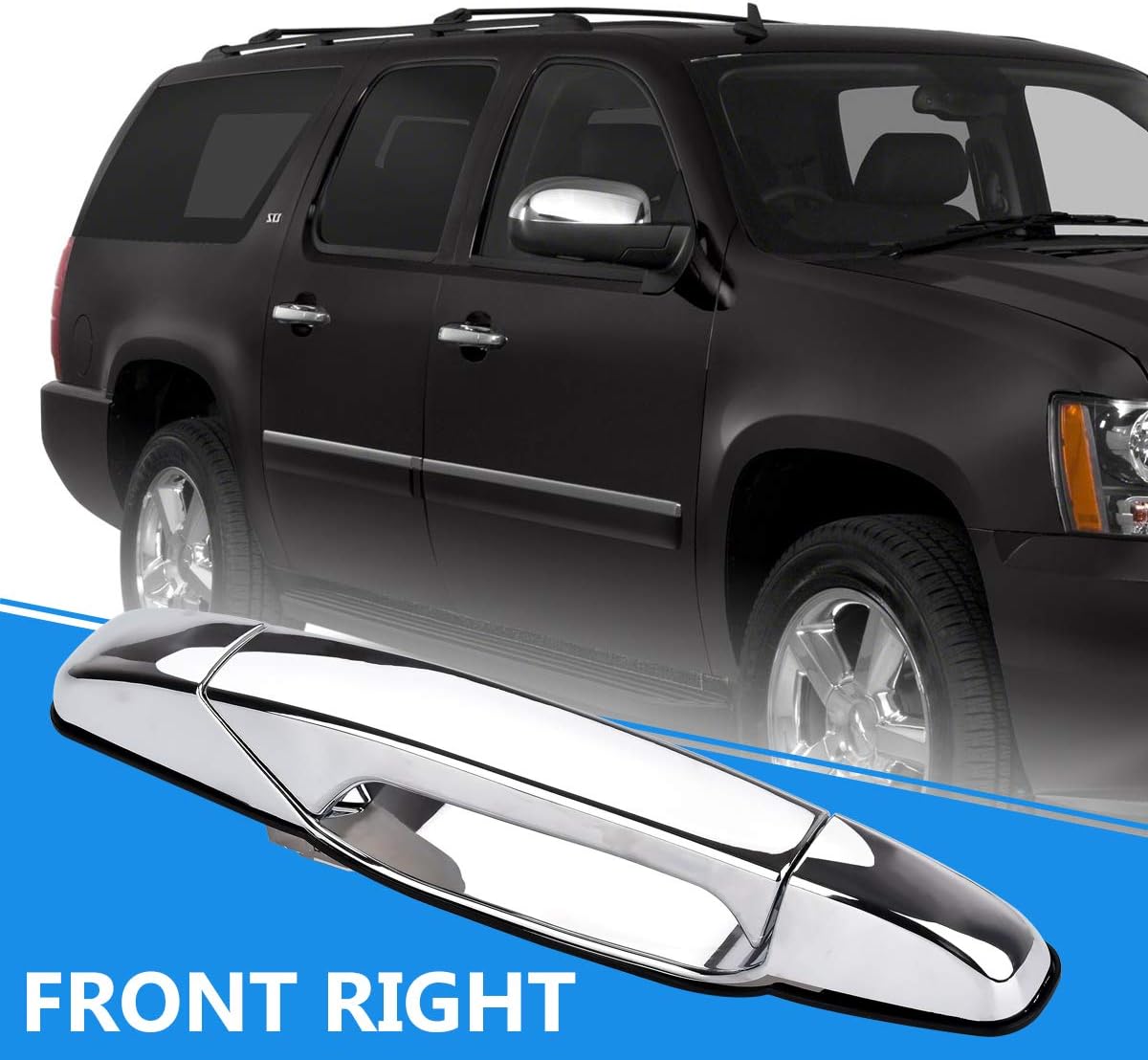 FAERSI Exterior Door Handle Chrome Front Right Passenger Side Door Handle Replacements for 2007 2008 2009 2010 2011 2012 2013 Silverado Tahoe Avalanche Suburban GMC Sierra Yukon XL Cadillac Escalade