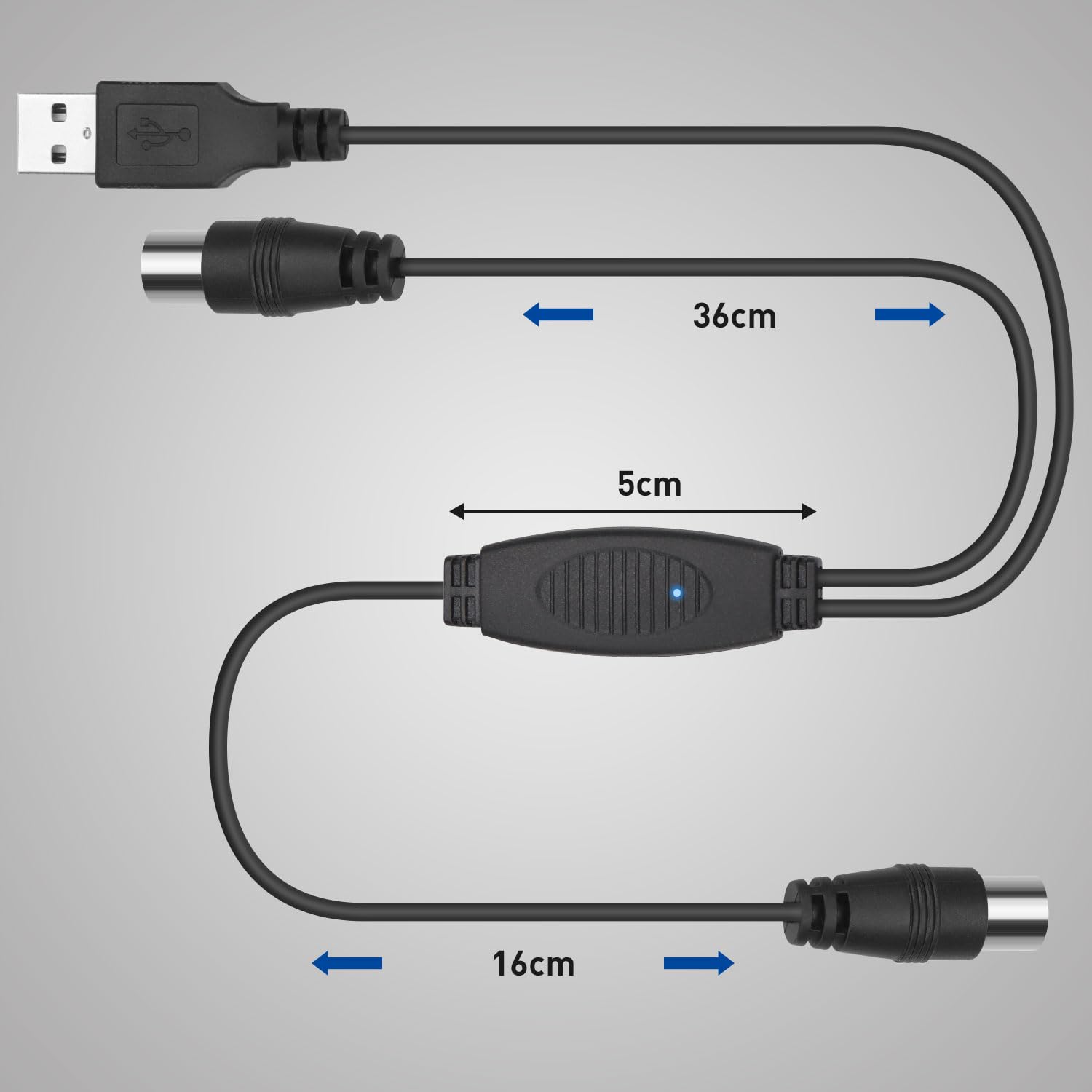 August DTB115B Wzmacniacz sygnału anteny telewizyjnej-Zasilany przez USB,20dB Zysku,Wzmacniacz Antenowy o Wysokim Zysku do Koncentrycznych Anten Naziemnej Telewizyji Cyfrowej,HD TV,DVB-T,DVB-T2