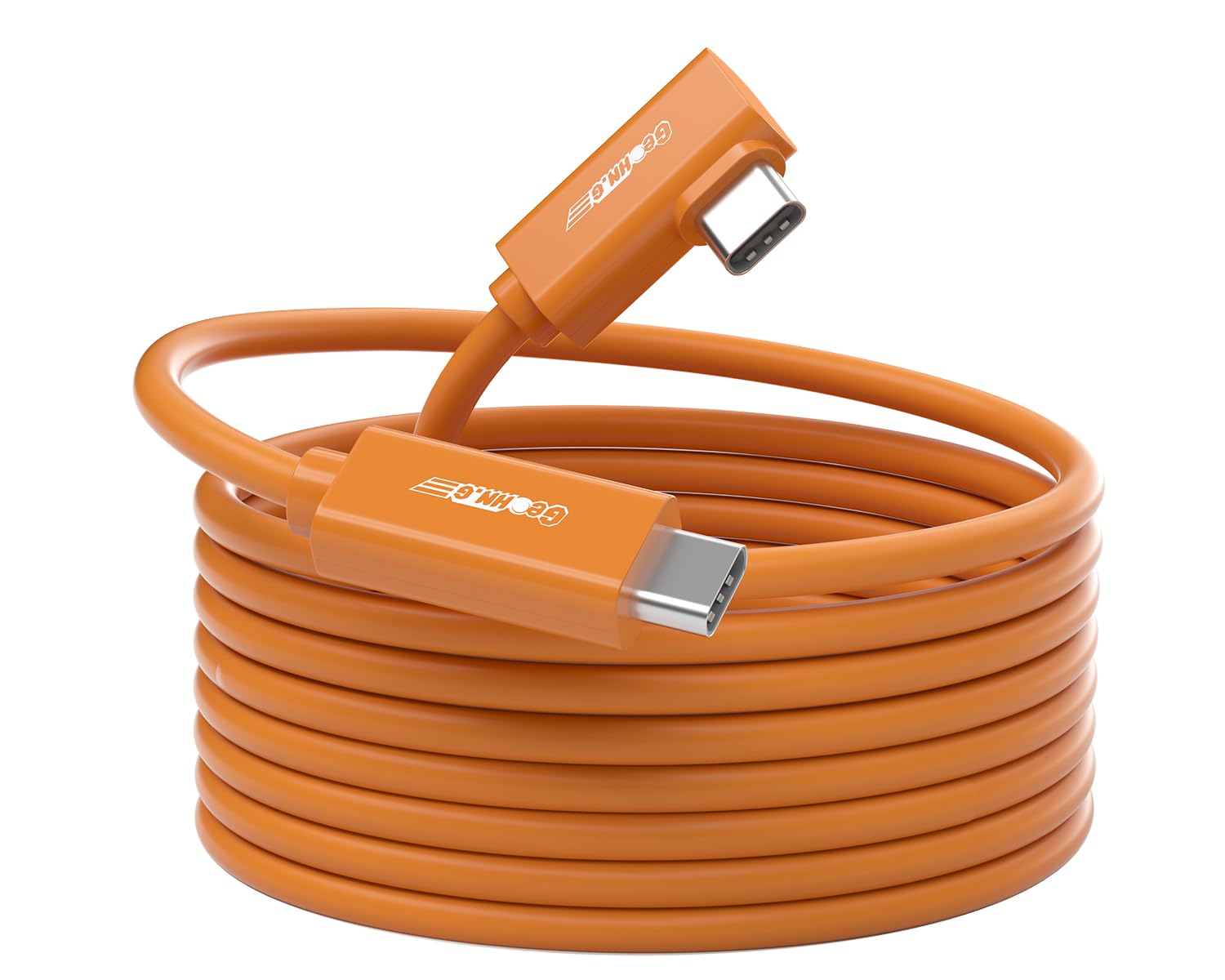 Cable de conexión USB C de fibra óptica de 15 pies, ángulo recto, transmisión de datos bidireccional de 10 Gbps, cable VR con PD 60 W, cable de enlace USB 3.2 GEN 2 para VR/cámara/computadora/Sony