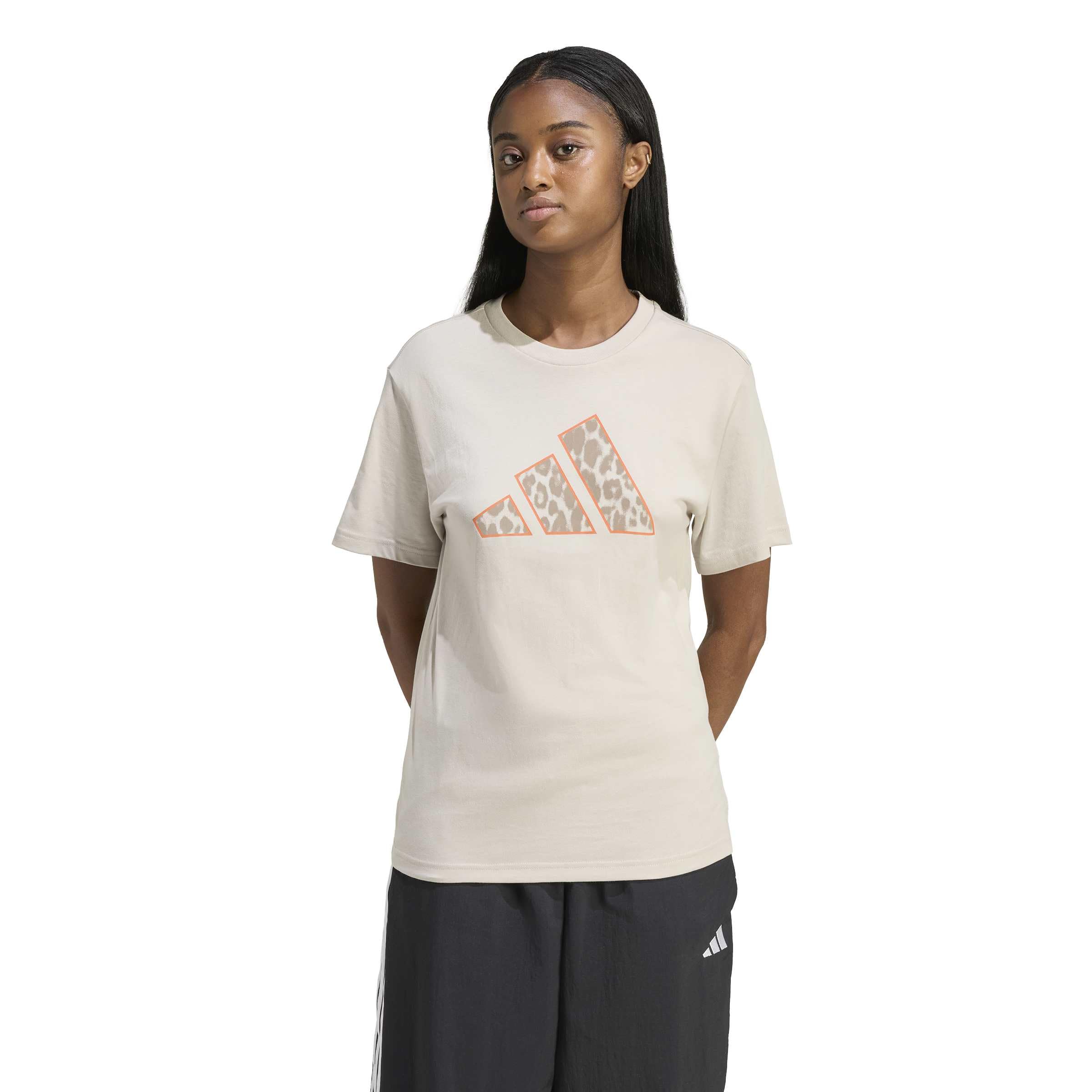 adidas Women's Animal Graphic T-Shirt, Wonder Alumina/Orange, M