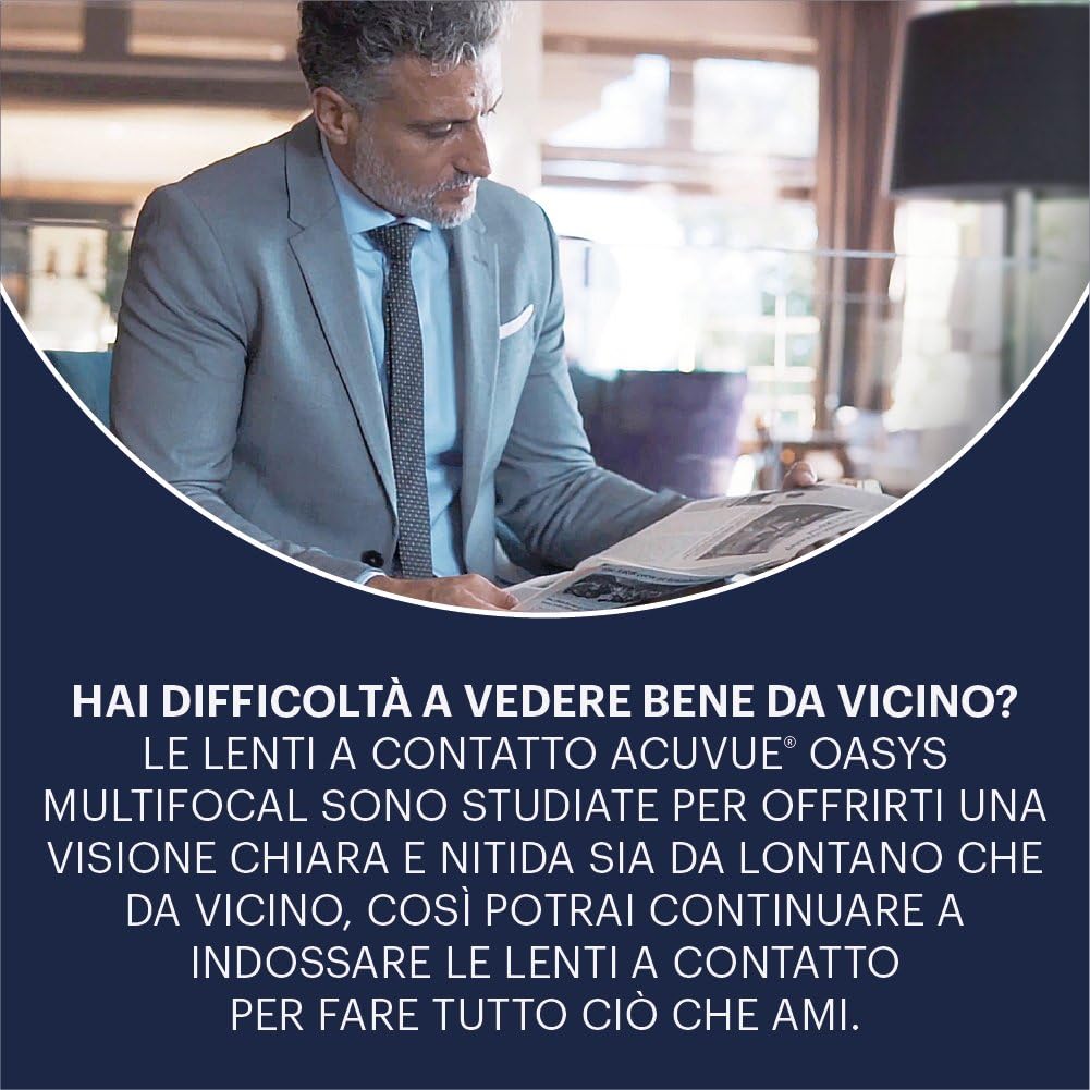ACUVUE OASYS MULTIFOCAL - Lenti a contatto quindicinali per la presbiopia - Protezione UV;+0.25 diottrie; BC 8.4; DIA 14.30; ADD High; 6 lenti