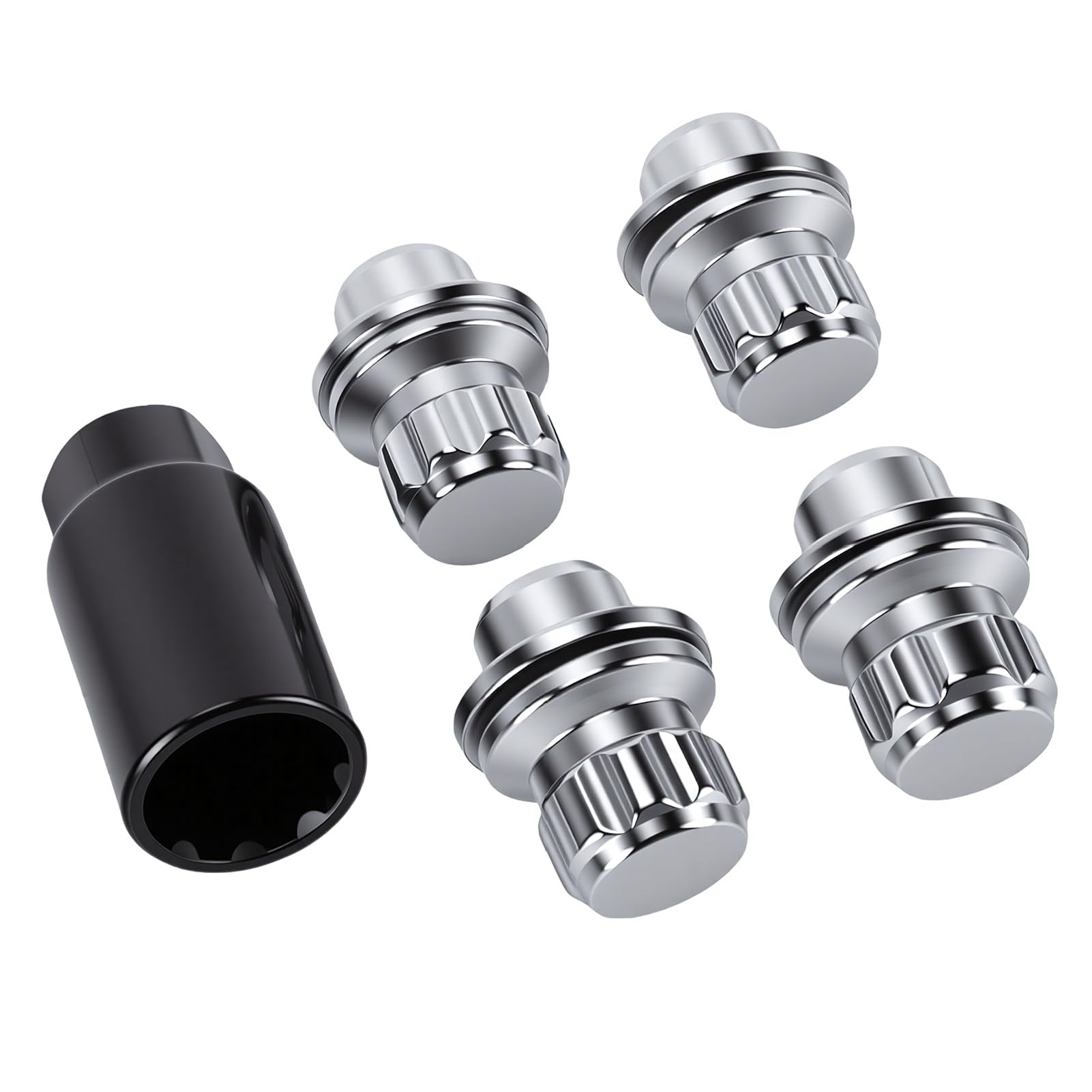 Wheel Lock Lug Nut Set, 12x1.50 Size | Konstrukcja ze stali hartowanej, chromowane wykończenie, bezpieczne dopasowanie, kompatybilne z ą