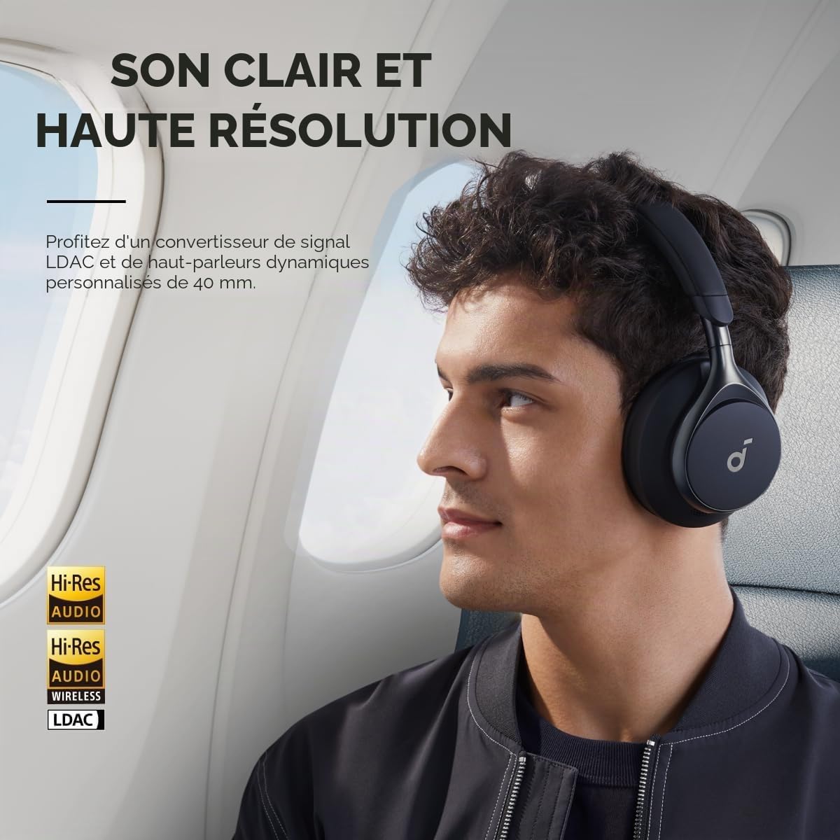 soundcore by Anker, Space One Casque sans Fil avec réduction Active du Bruit adaptative, réduction du Bruit 2 Fois Plus Forte, Batterie ANC 40 h, contrôle par Application(Reconditionné)