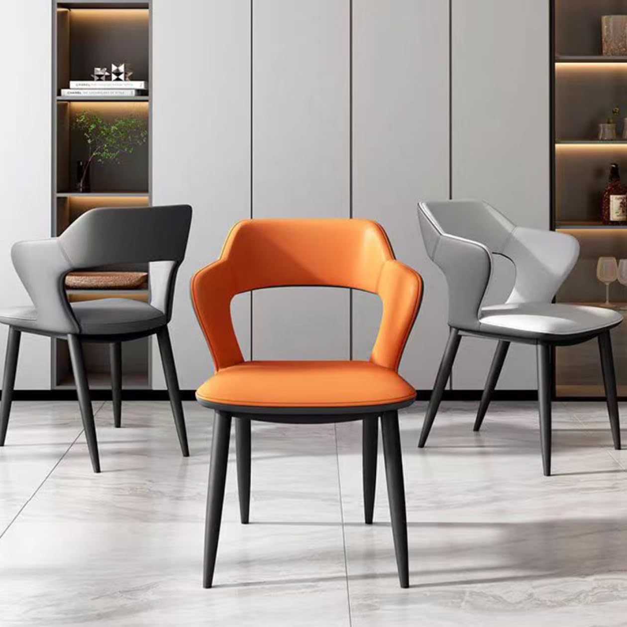 ダイニングチェア 2脚セット 本革 オレンジ かわいい椅子 革張り 椅子 ダイニングチェア 2脚セット 本革 オレンジ かわいい椅子 革張り