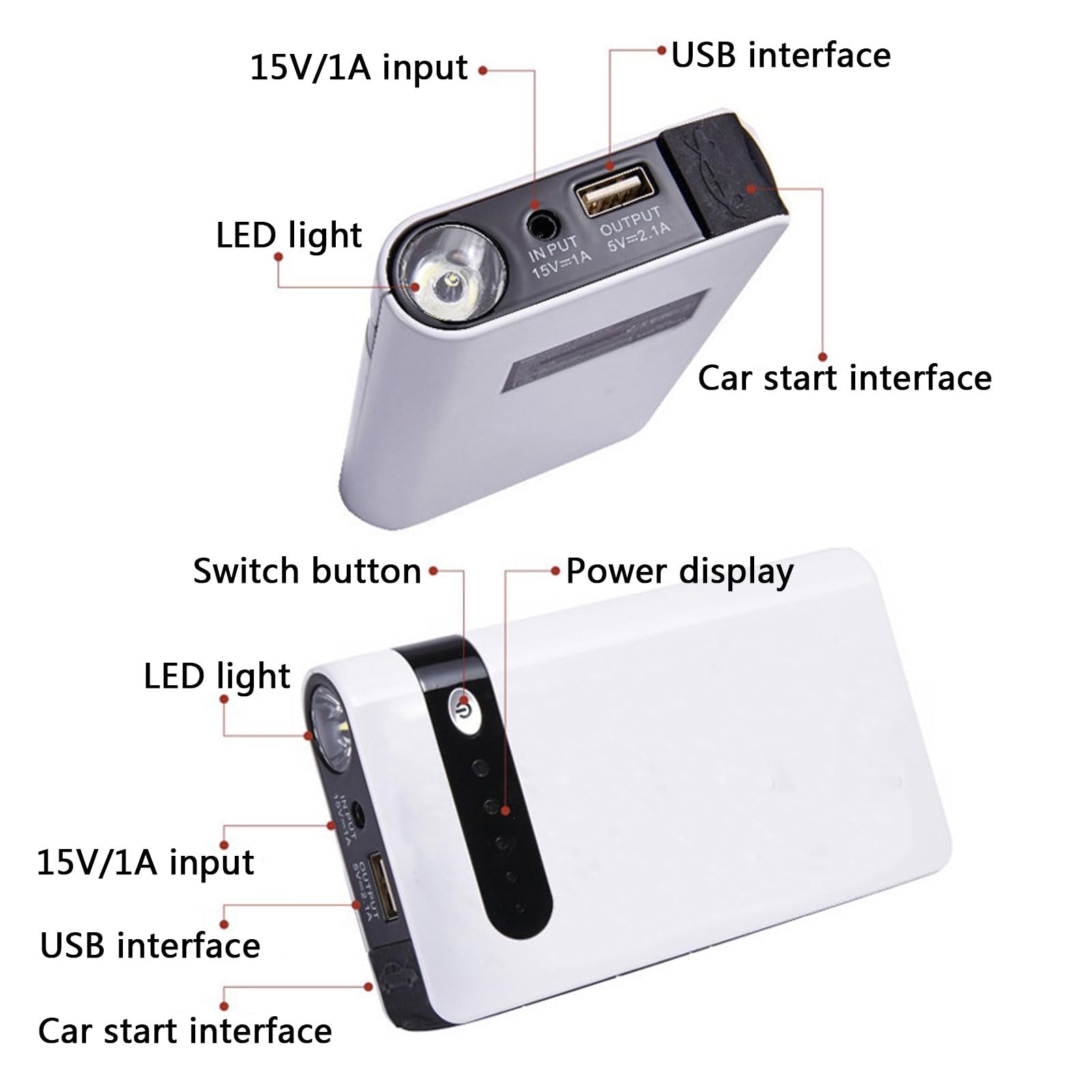 Booster Batteria Avviatore Jump Starter Power Pack 30000mAh 12V Batteria Esterna Portatile Booster Batteria Pack Avviatore Salto Luce LED Integrata