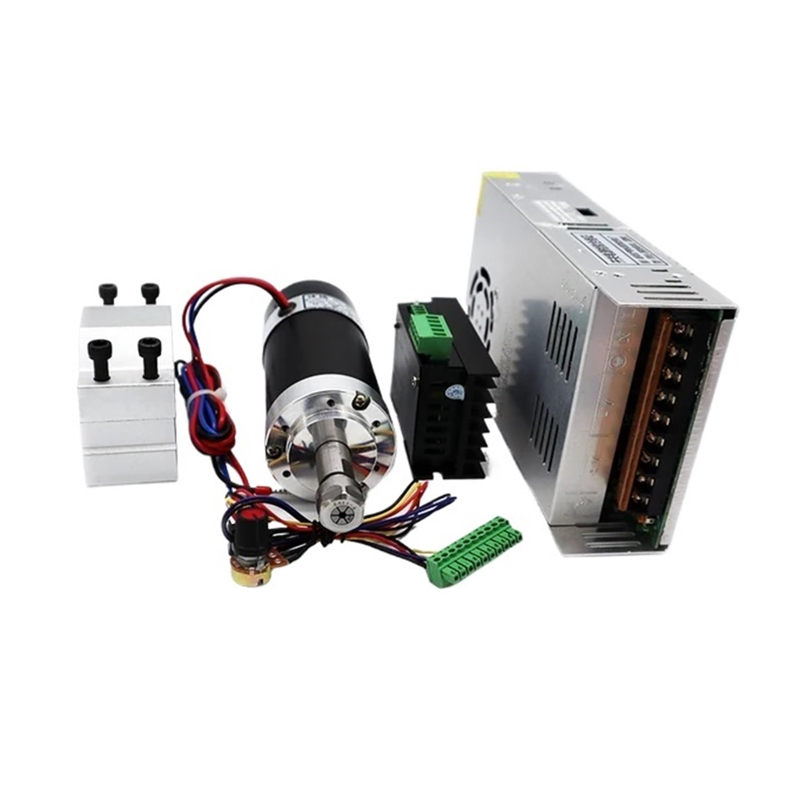 500W Air-Cooled Spindle Kit - ER11/ER16 48V 12000RPM with Power Supply for Engraving(500W Set 4,ER11)