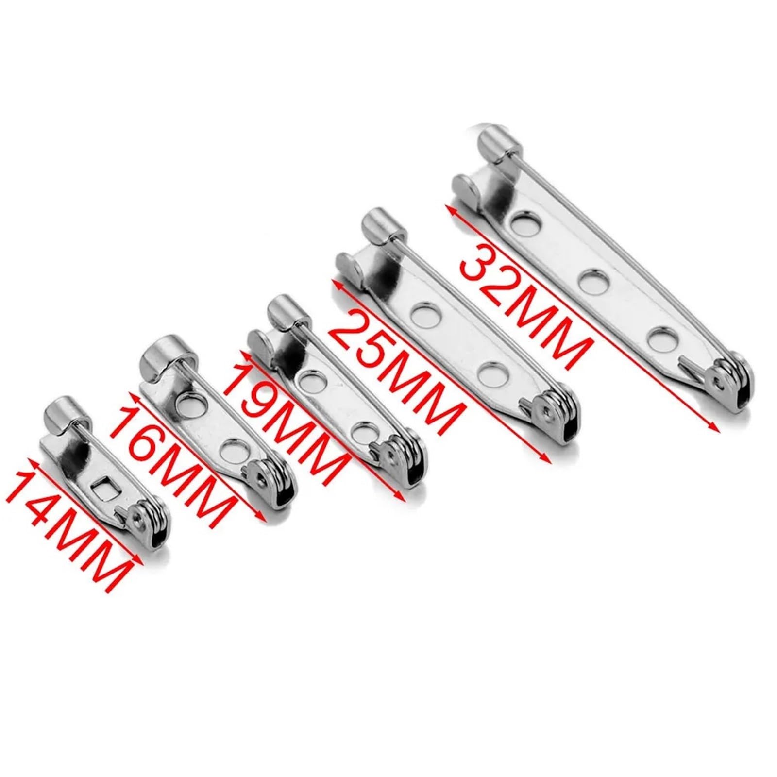 LUYSGBXR Brooch Pin 60pcs 20/25mm Stainless Steel Pin Brooch Pins Base Brooches Lock Back Catch Holder Findings For Jewelry Making(19MM)