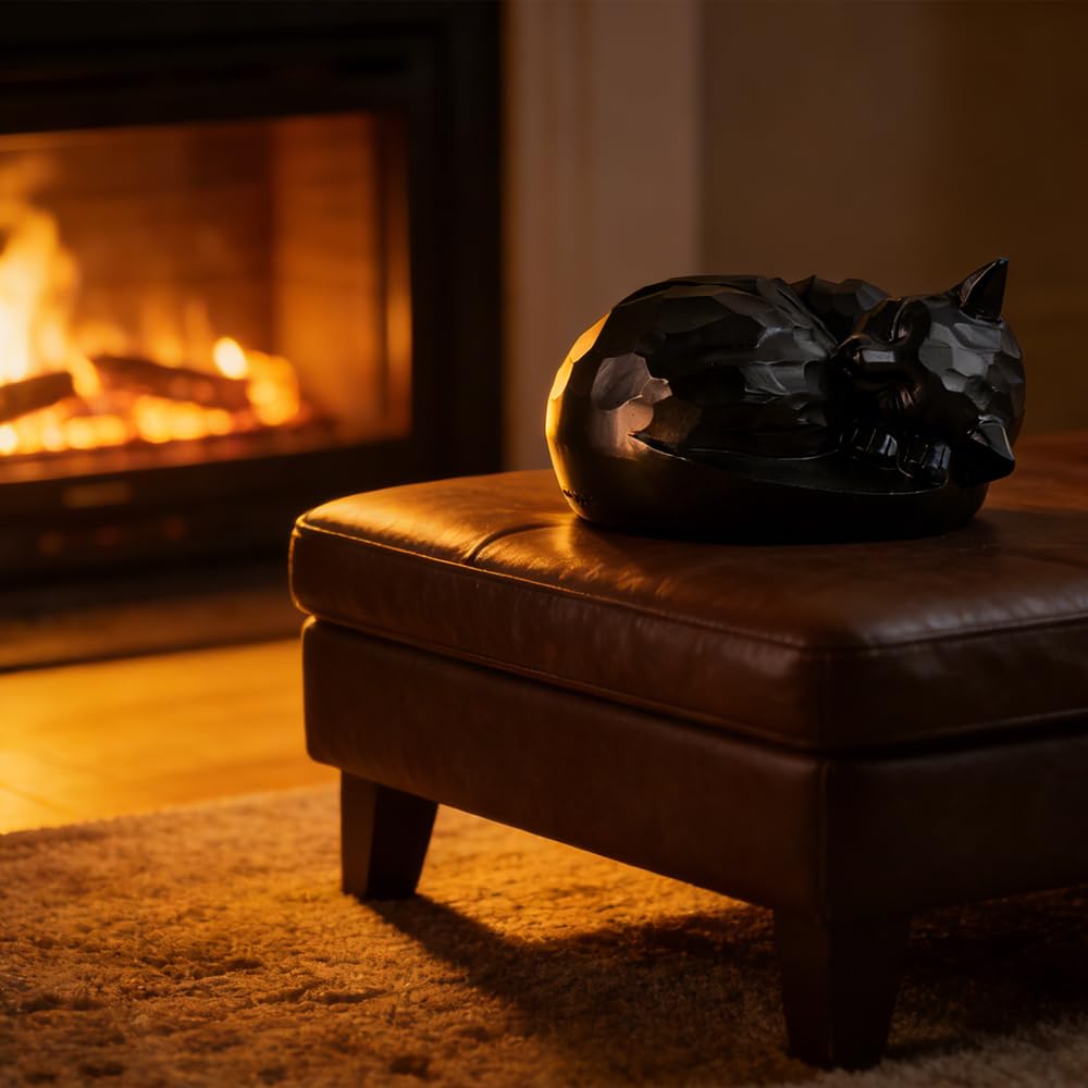 Urne funéraire commémorative pour chat Noir