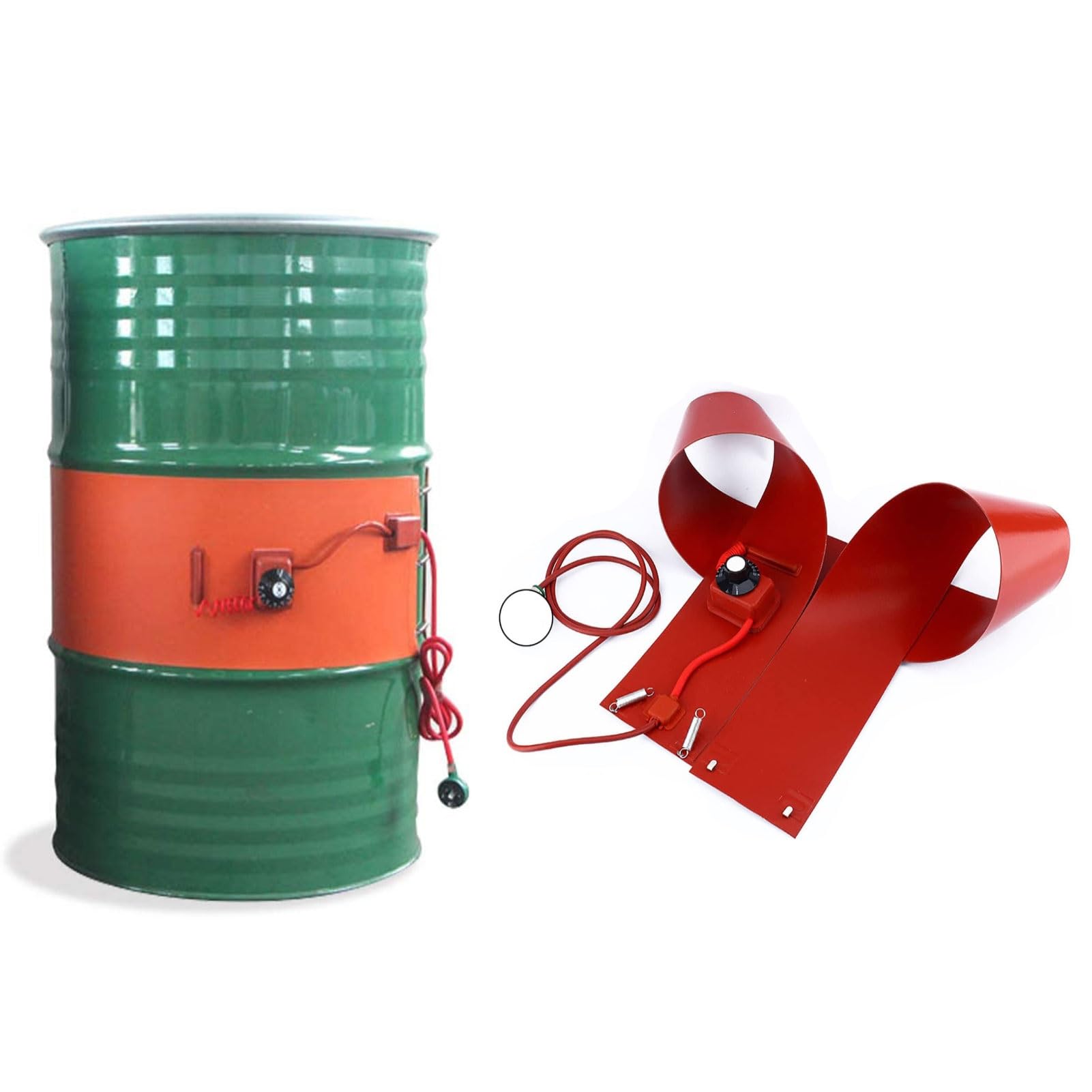 AYUWQZX silicone drum heater with adjustable thermostat, Drum Heater Adjustable Thermostat Silicone Heating Pad 220V 800W Multiple Sizes(30L 90 * 25CM)