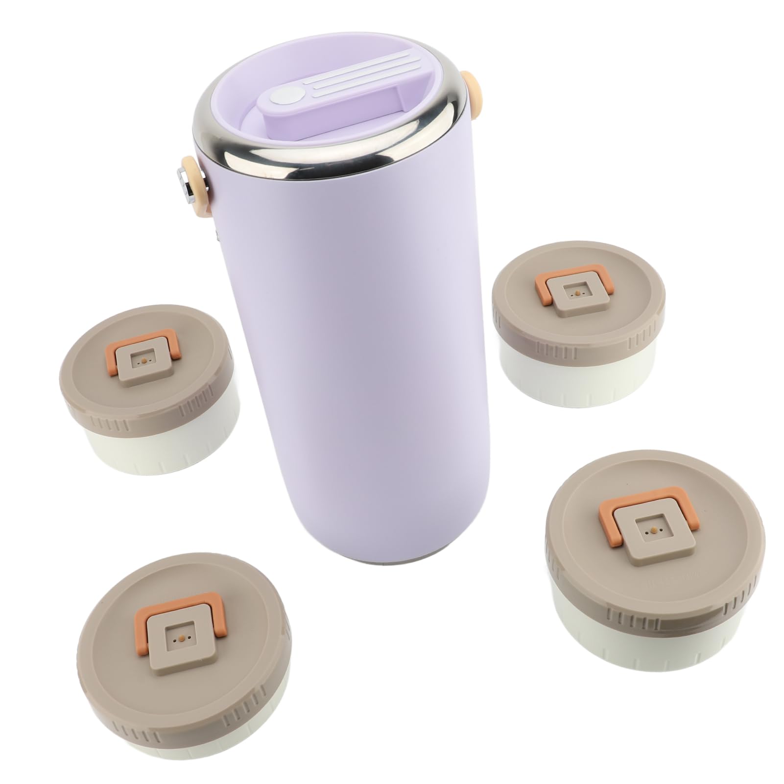 3,4 L Isolierter Lebensmittelbehälter, Tragbarer, Versiegelter, Auslaufsicherer Behälter aus Edelstahl mit 4 Kleinen Lebensmittelbehältern für Büro, Picknick, Reisen (PURPLE)